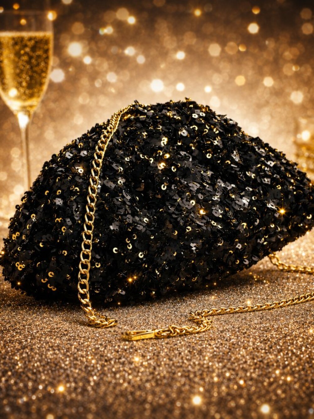 Anthropologie Maeve Black Sequin Slouchy Clutch Bag NWT Party Evening Glam